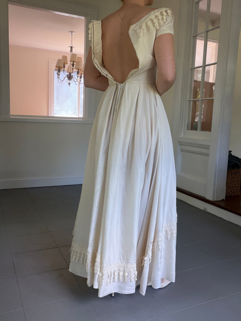 Vintage 40s Cahill Of Beverly Hills Couture Wedding Dress With Guipure Lace