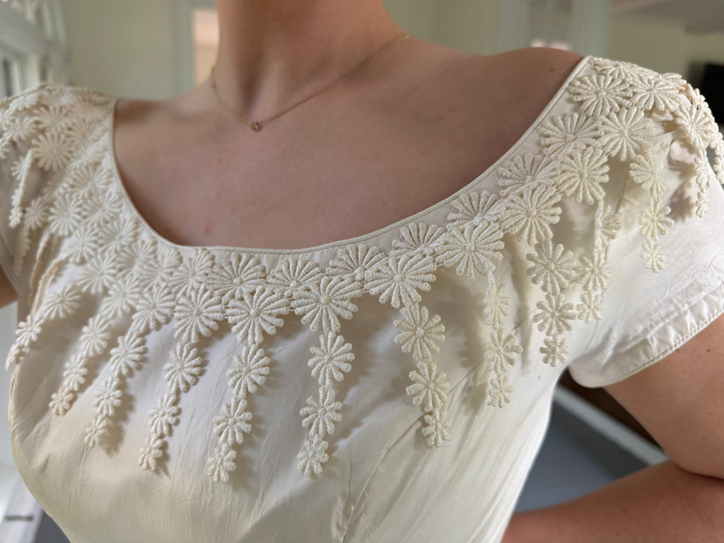 Vintage 40s Cahill Of Beverly Hills Couture Wedding Dress With Guipure Lace