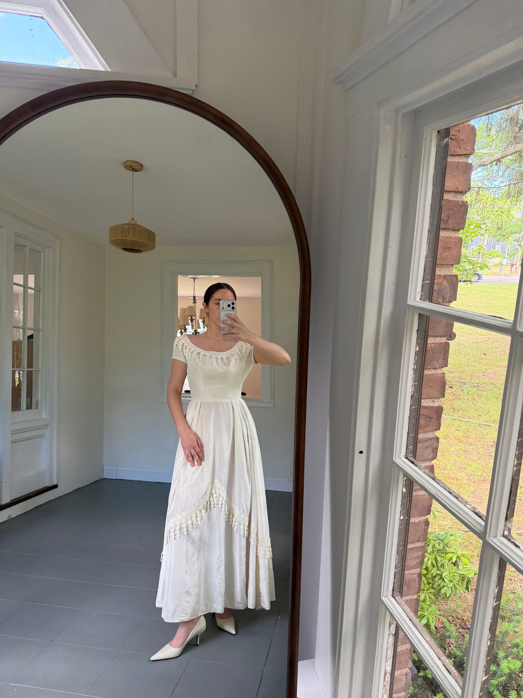 Vintage 40s Cahill Of Beverly Hills Couture Wedding Dress With Guipure Lace