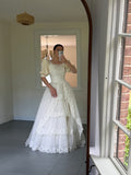 Vintage 70s Ball Gown With Basque Waist And Layered Full Skirt