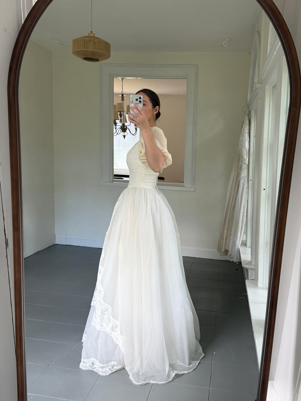 Vintage 70s Ball Gown With Basque Waist And Layered Full Skirt