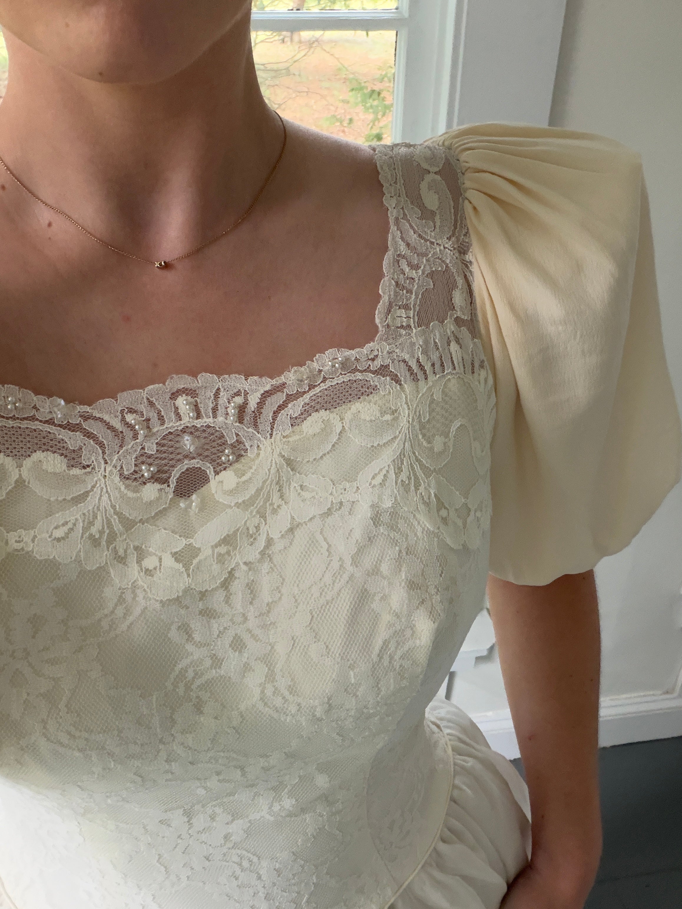 Vintage 70s Ball Gown With Basque Waist And Layered Full Skirt