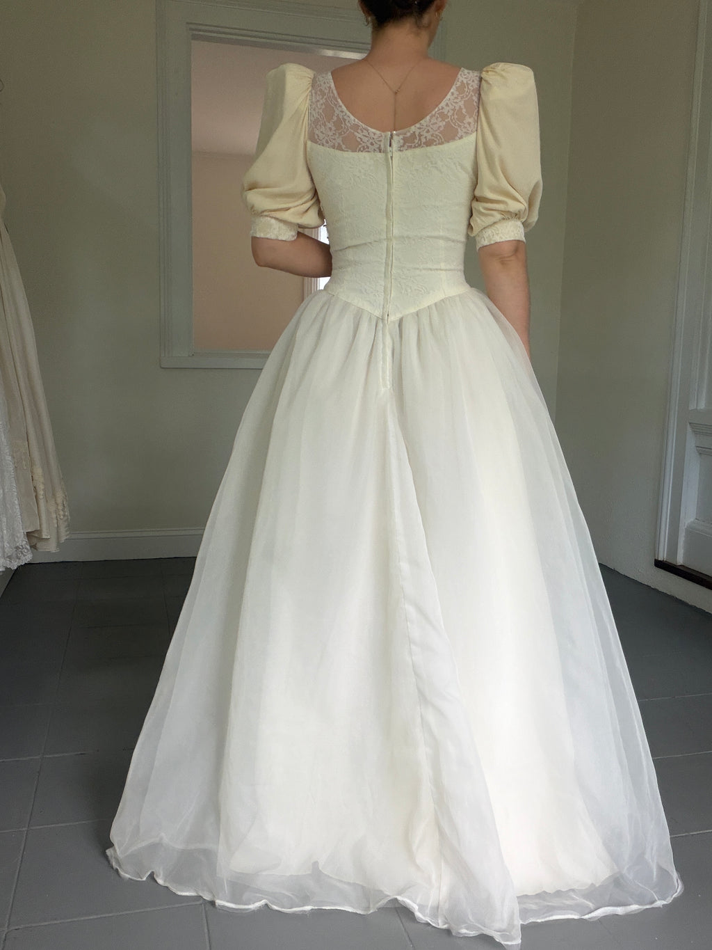 Vintage 70s Ball Gown With Basque Waist And Layered Full Skirt