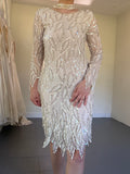 Vintage 80s 100% Silk Beaded Mini Dress With Handkerchief Hem