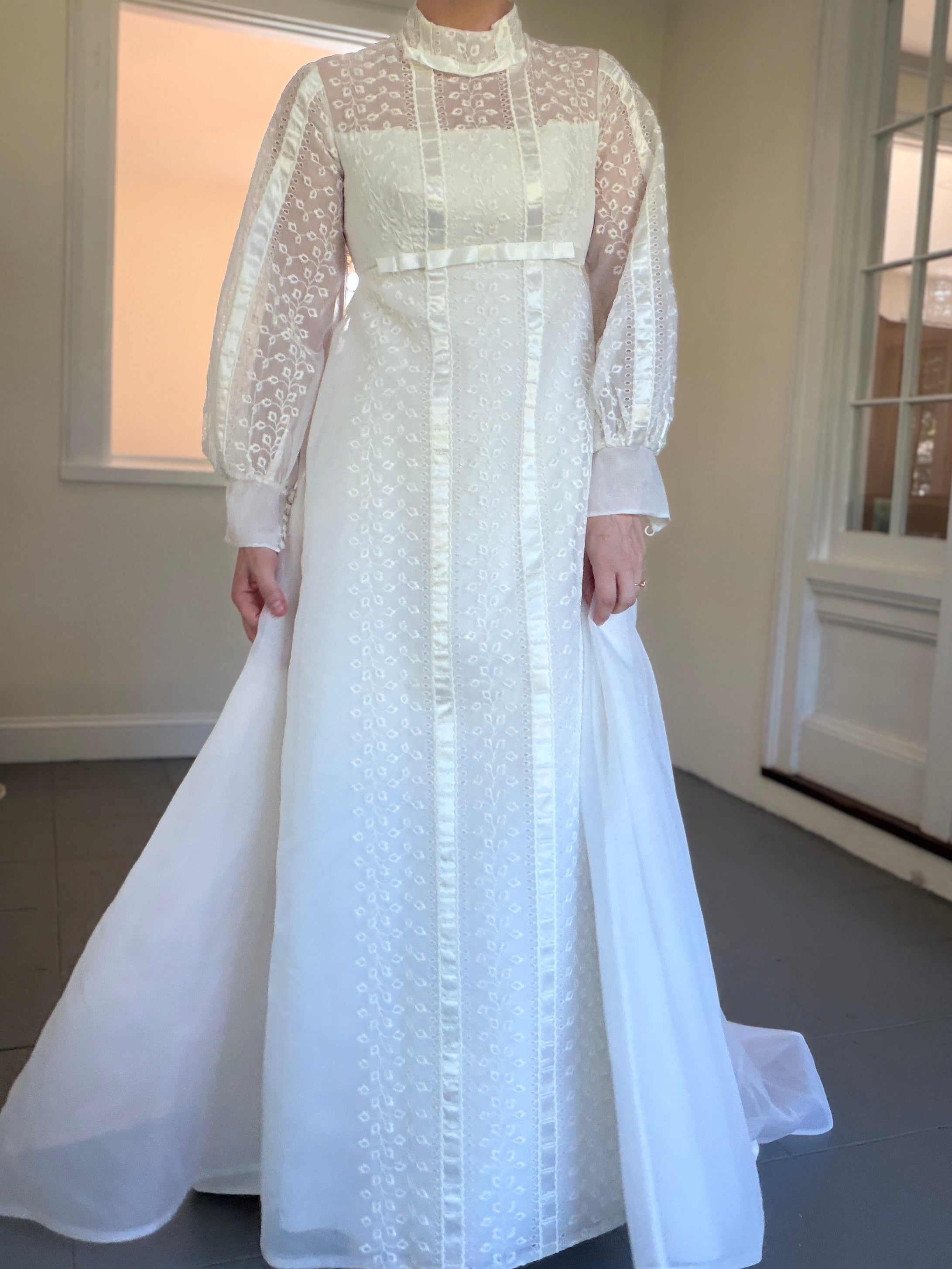 Vintage 60s Alfred Angelo Original Empire Waist Broderie Anglaise Wedding Gown