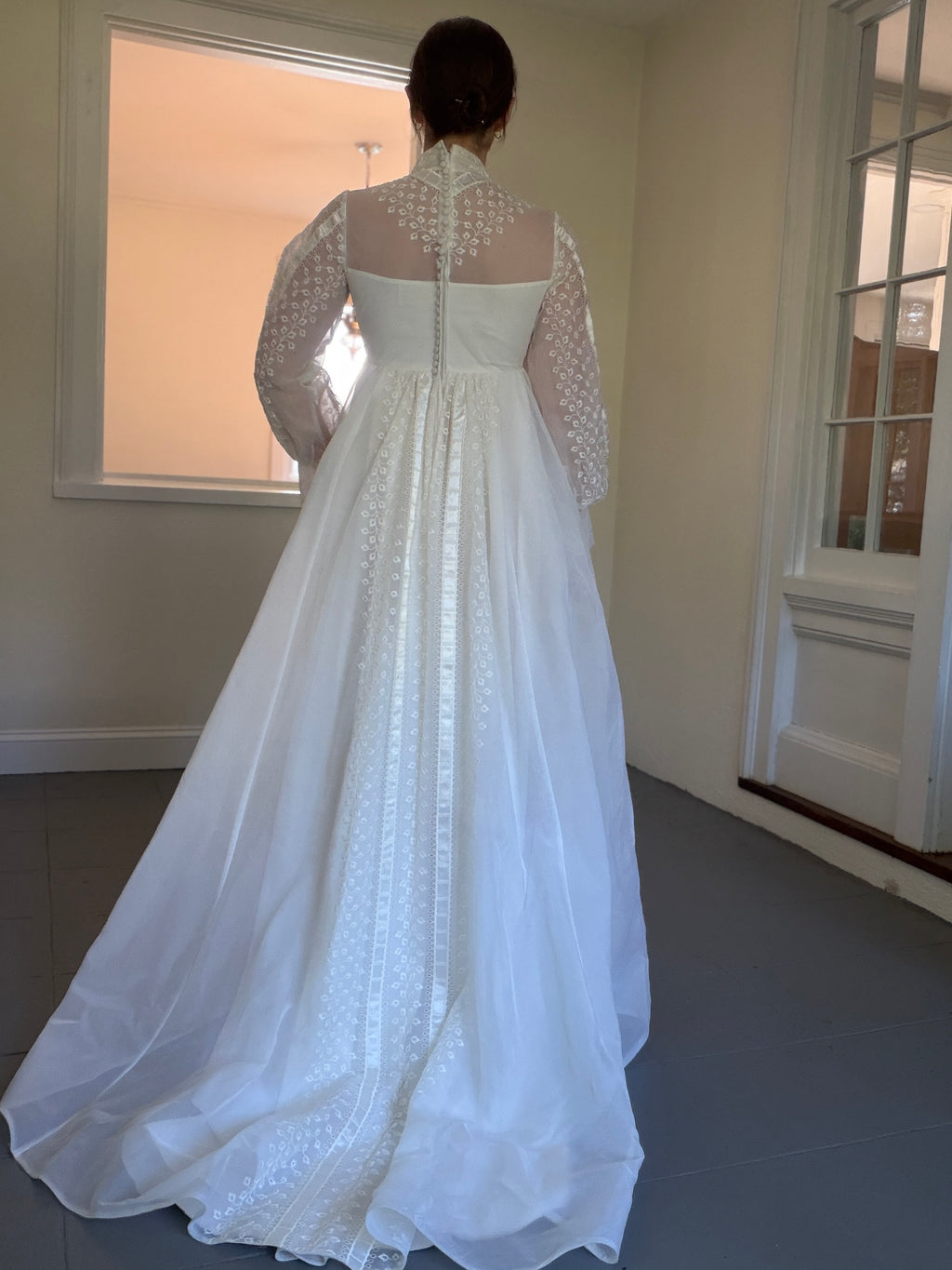 Vintage 60s Alfred Angelo Original Empire Waist Broderie Anglaise Wedding Gown