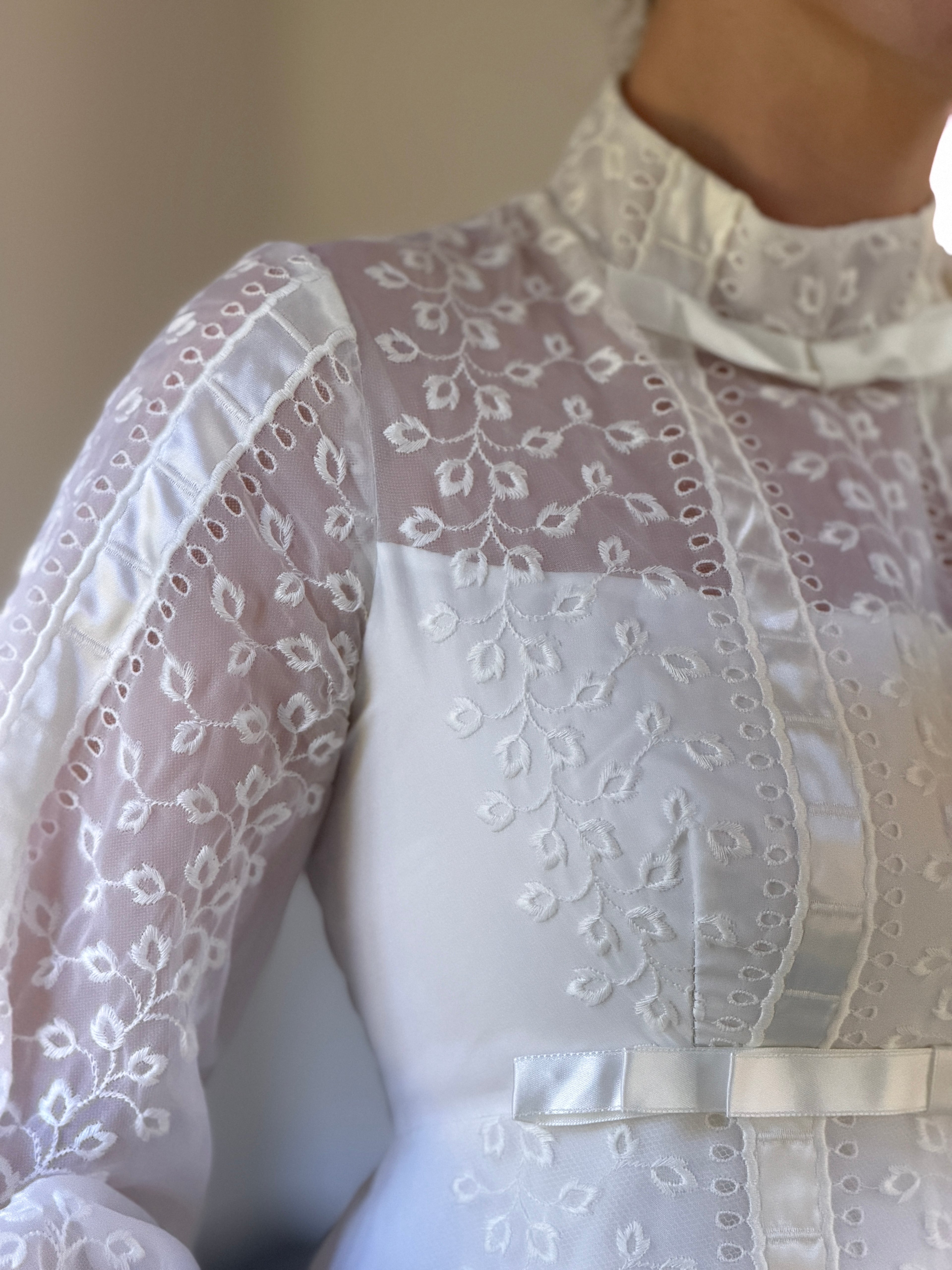 Vintage 60s Alfred Angelo Original Empire Waist Broderie Anglaise Wedding Gown