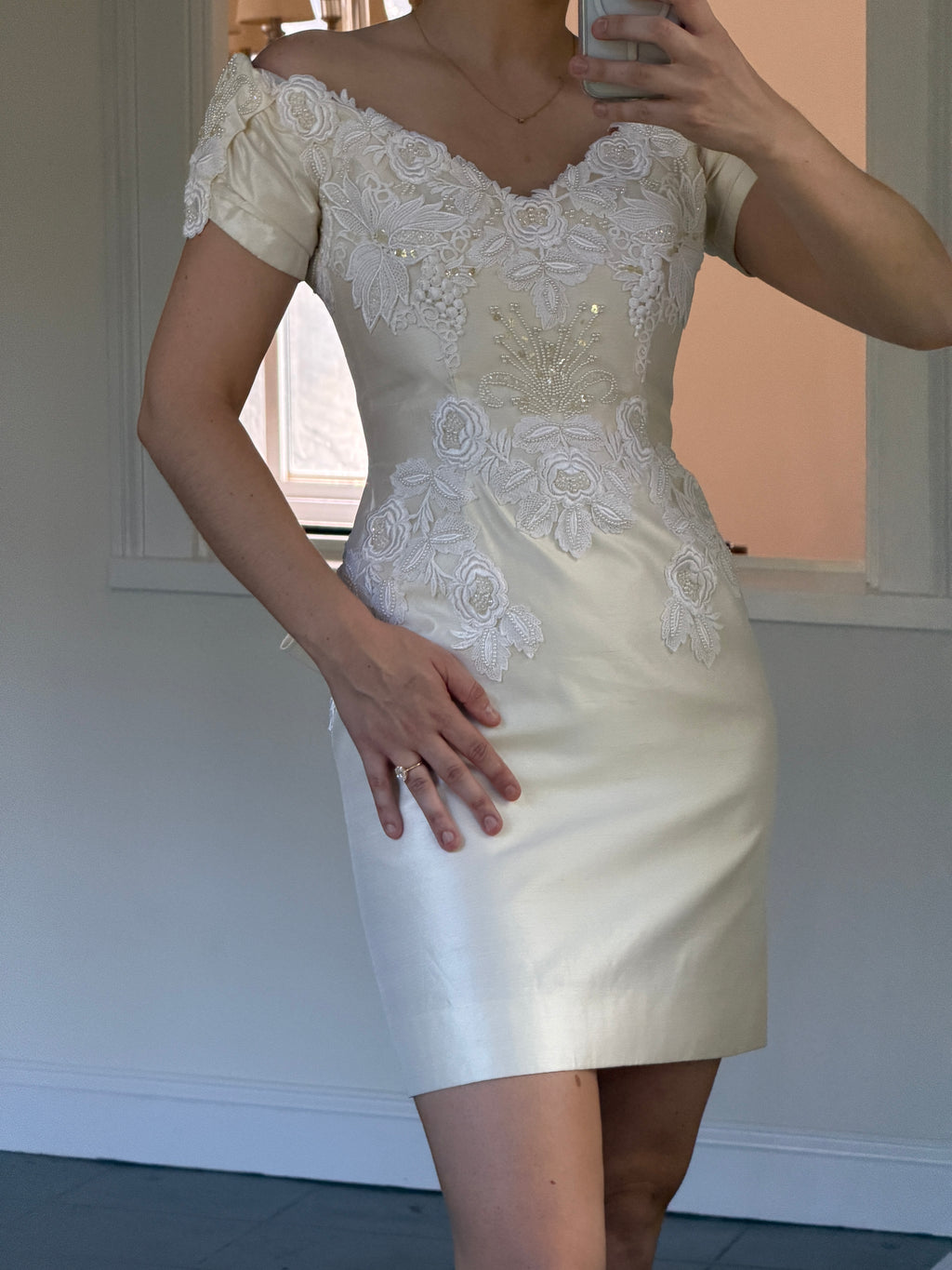 Vintage 80s House of Bianchi Silk Dupioni Mini Dress