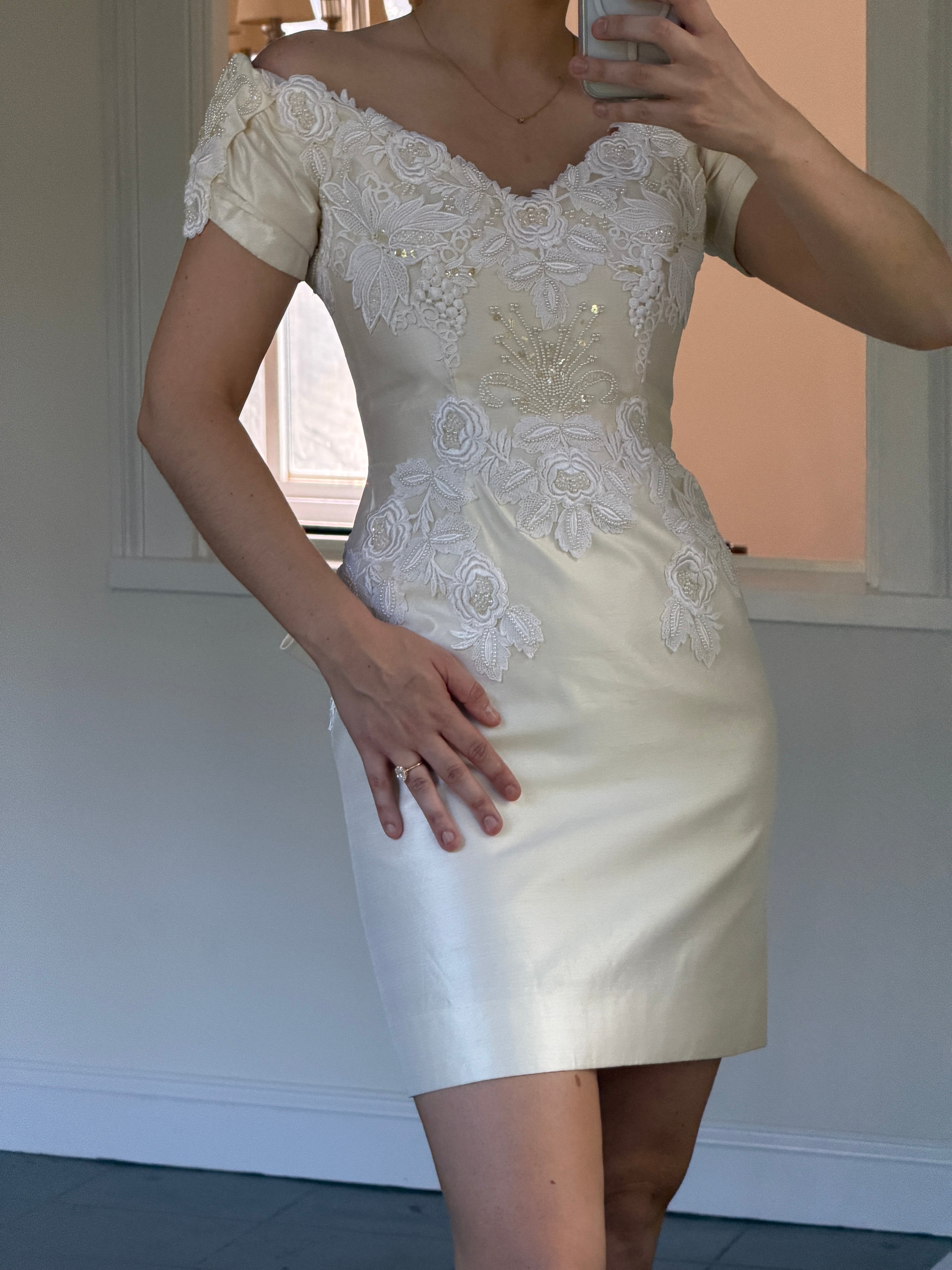 Vintage 80s House of Bianchi Silk Dupioni Mini Dress