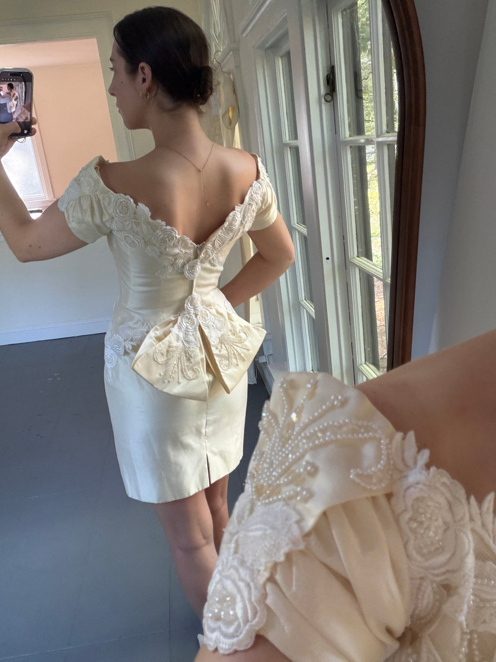 Vintage 80s House of Bianchi Silk Dupioni Mini Dress