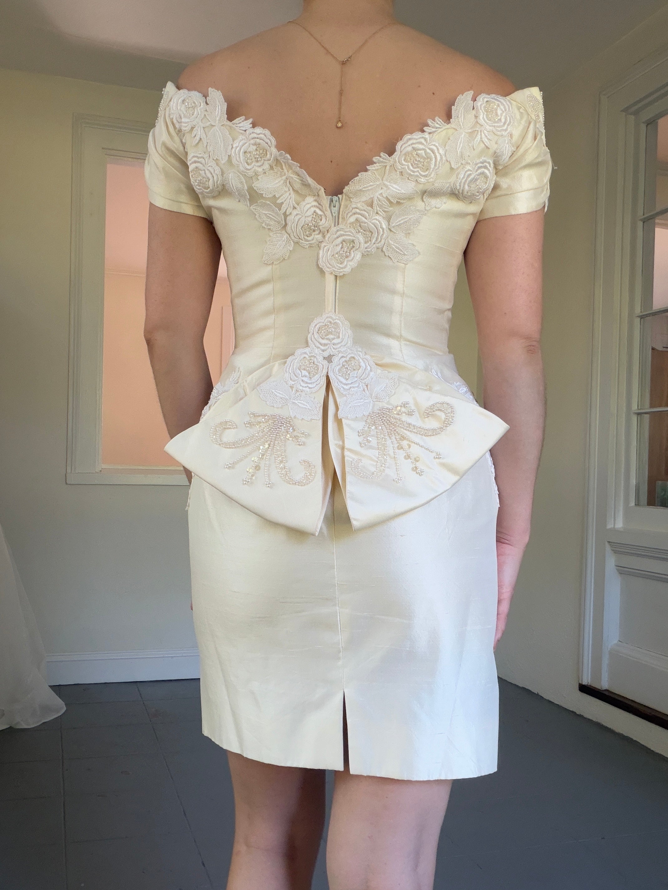 Vintage 80s House of Bianchi Silk Dupioni Mini Dress