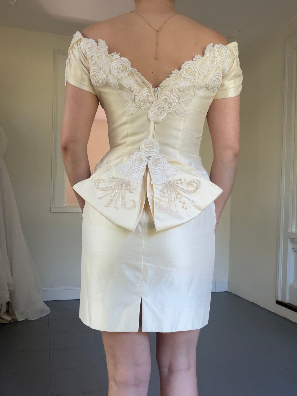 Vintage 80s House of Bianchi Silk Dupioni Mini Dress