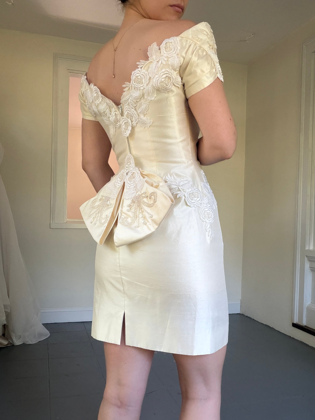 Vintage 80s House of Bianchi Silk Dupioni Mini Dress