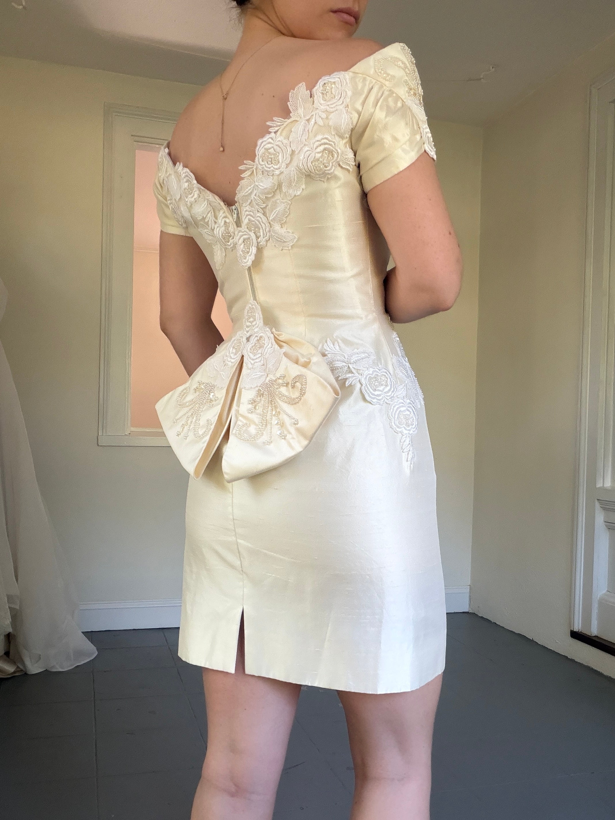 Vintage 80s House of Bianchi Silk Dupioni Mini Dress