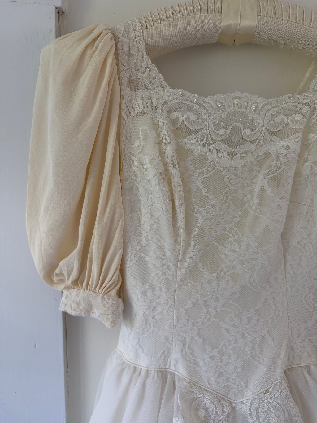 Vintage 70s Ball Gown With Basque Waist And Layered Full Skirt