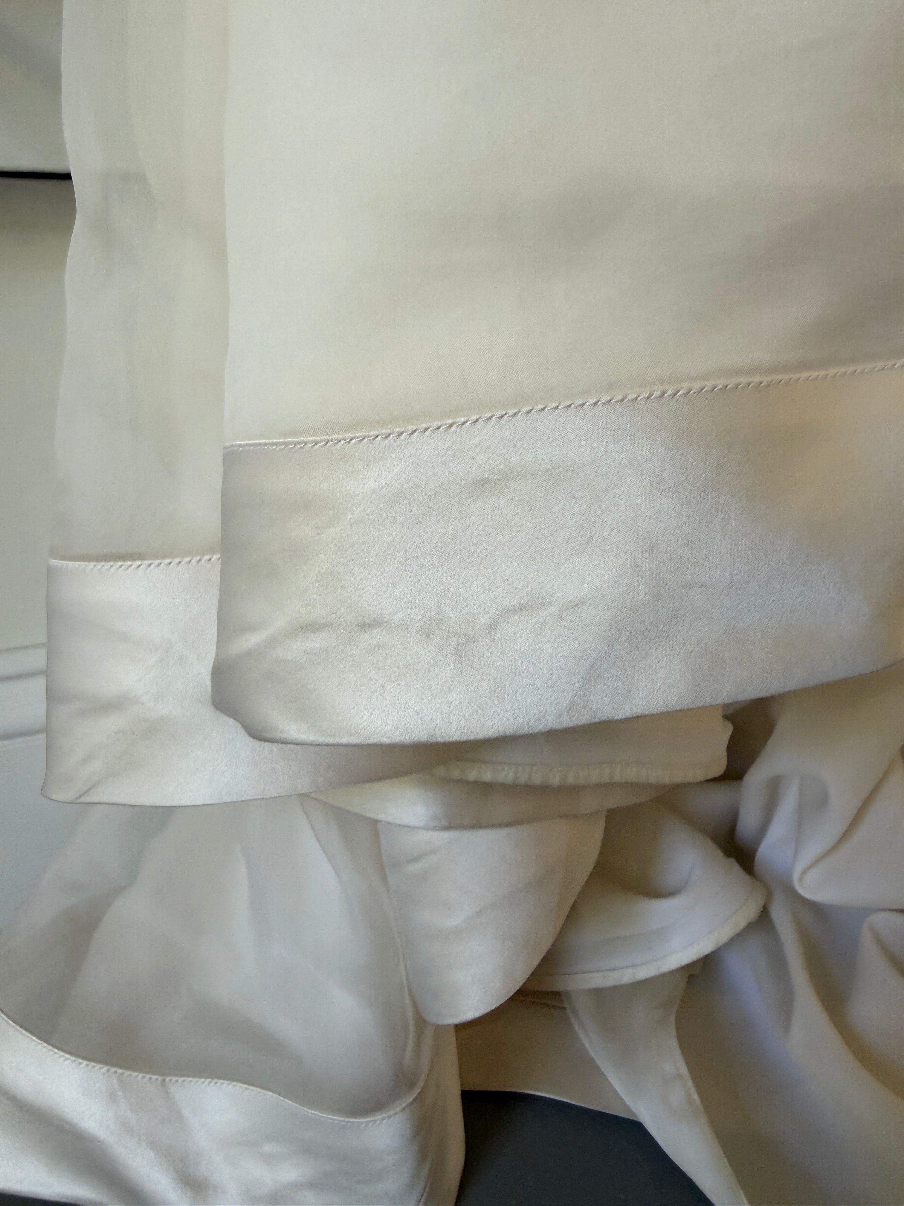 Vintage 90s Couture A-Line Wedding Gown With Off-The-Shoulder Portrait Neckline